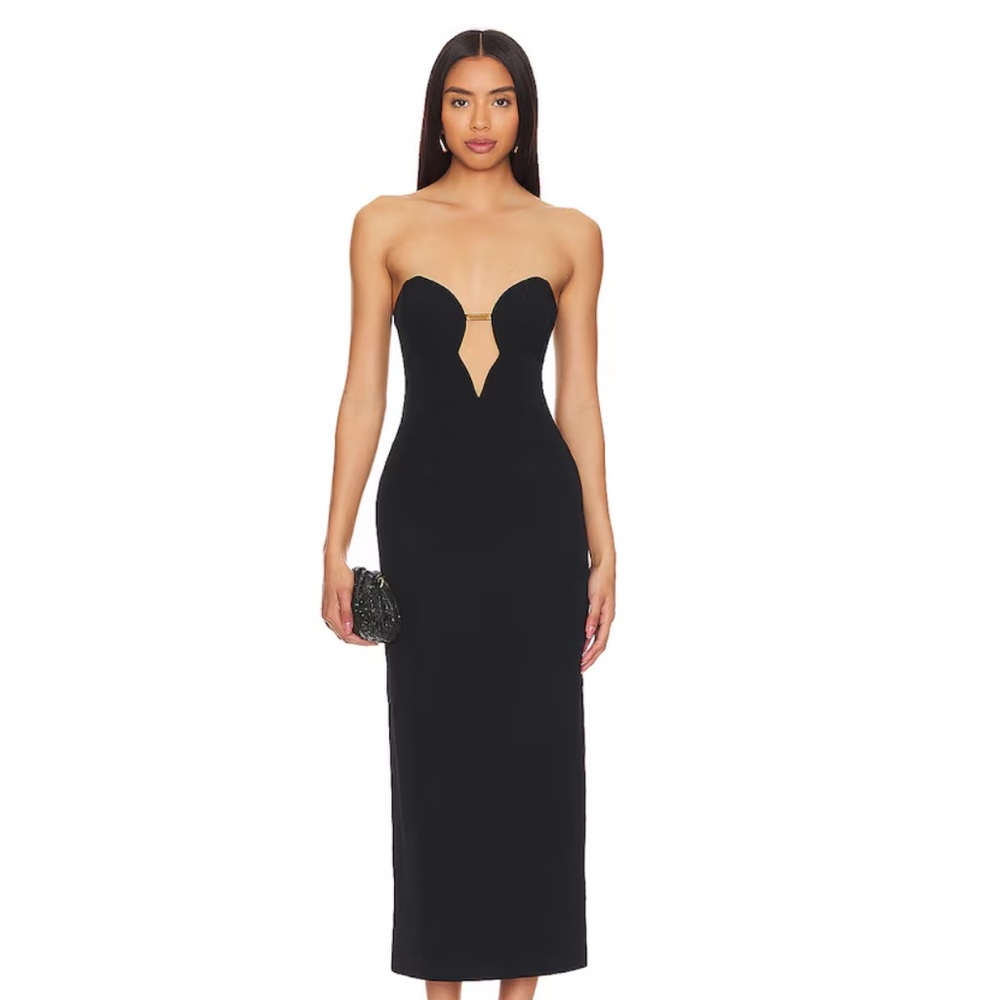 Bardot Black Strapless Midi Dress